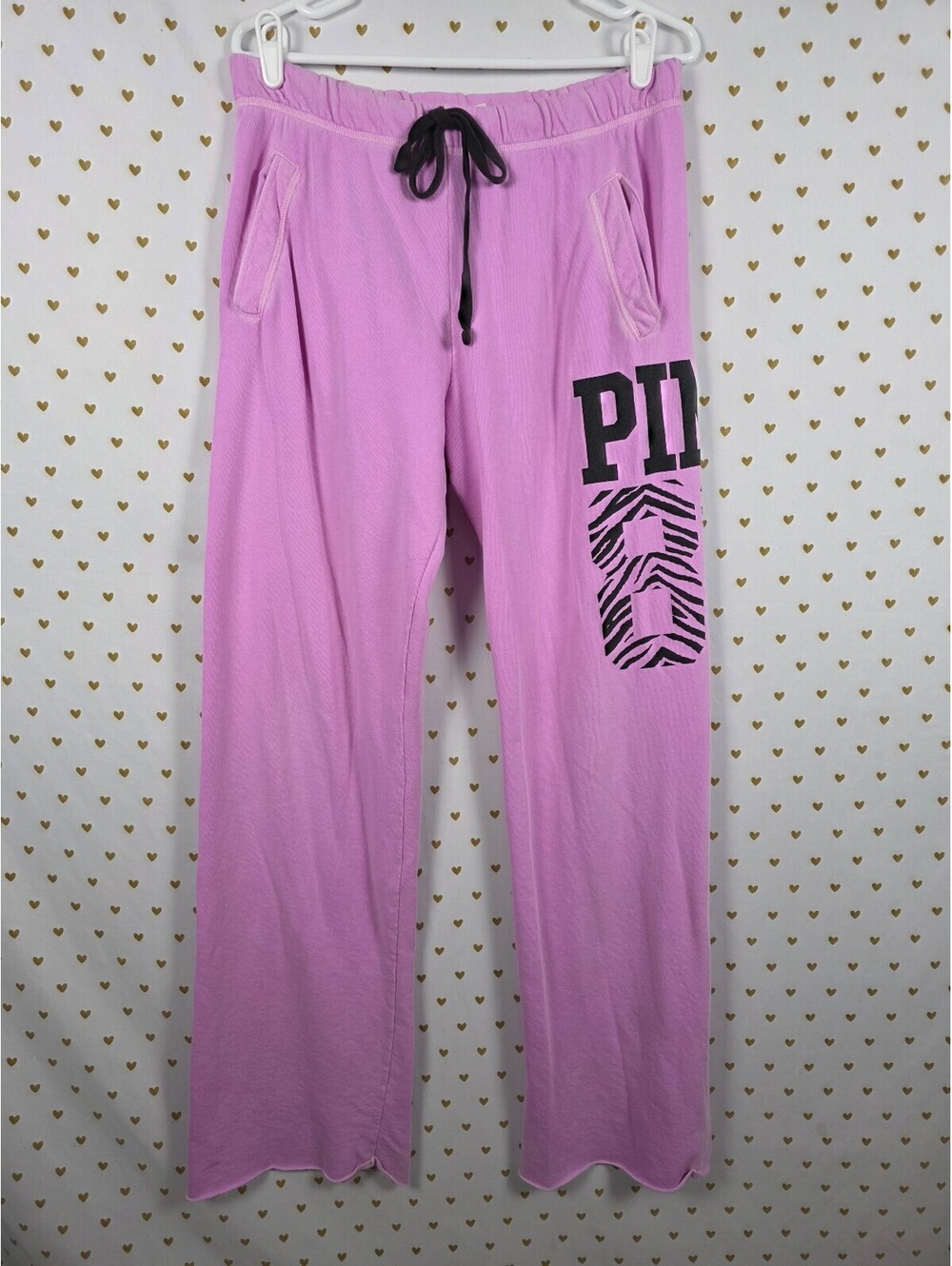 Victorias Secret PINK Zebra Logo Vintage Boyfriend Diaper Butt Flare Sweats SM